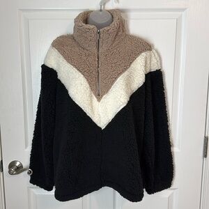 Nine West half zip teddy pullover top